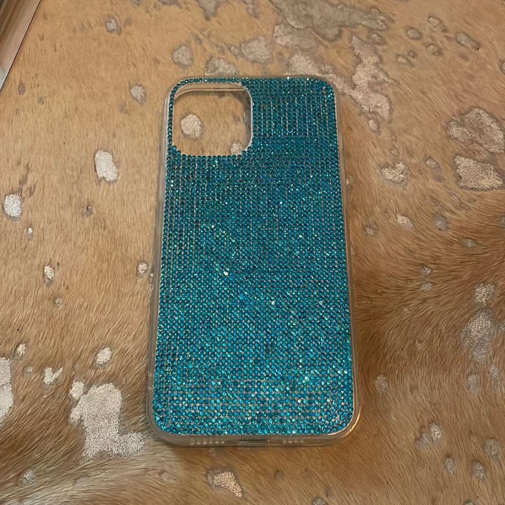 Brand new iPhone blue rhinestone 12 ProMax cell phone case
